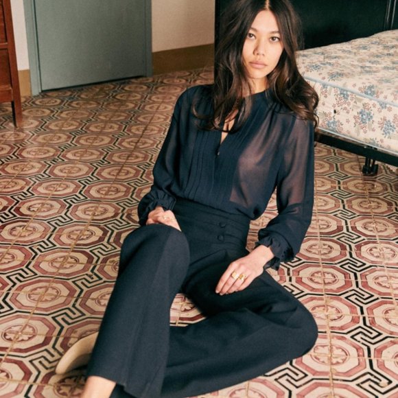 Sezane Pants - BRAND NEW Sézane Ruben Trousers (Navy)